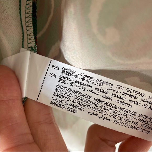 🍃 ZARA GREEN ABSTRACT PRINT FLORAL MOCK NECK SLIT MAXI DRESS! - Picture 12 of 13